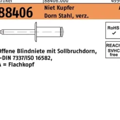 Blindniete R 88406 FLAKO 3x 4 Niet Kupfer/Dorn Stahl verz. 500 Stück