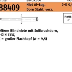 Blindniete R 88409 großer FLAKO 3,2x8 Niet Aluminium/Dorn Stahl verz. 500St.