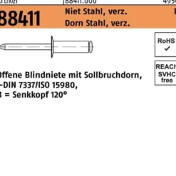Blindniete R 88411 SEKO 5x16 Niet Stahl verz./Dorn Stahl verz. 500St.