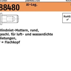 Blindnietmutter R 88480 FLAKO M6 /3,0 -4,5 Aluminium 500 Stück