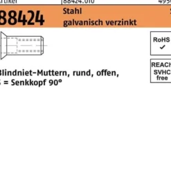 Blindnietmutter R 88424 SEKO M8 /4,0 -6,5 Stahl galv.verz. 100St.