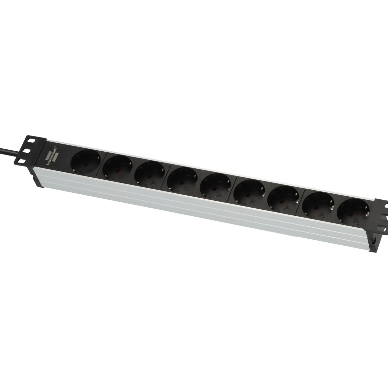 Brennenstuhl Alu-Line 19" Steckdosenleiste für Schaltschränke 9-fach schwarz/silber 2 m H05VV-F 3G1,5 ohne Schalter - 1390007009