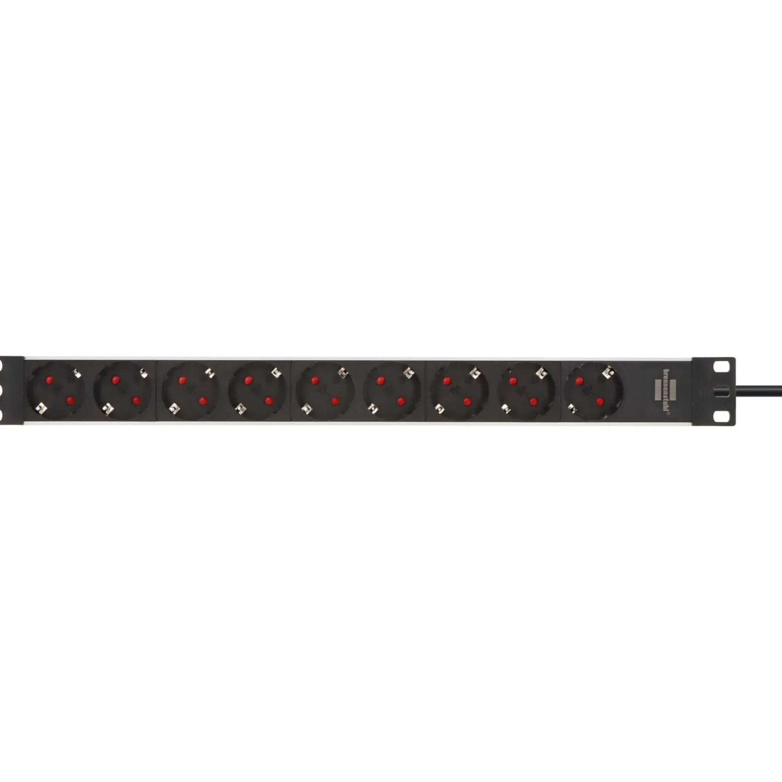 Brennenstuhl Alu-Line 19" Steckdosenleiste für Schaltschränke 9-fach schwarz/silber 2 m H05VV-F 3G1,5 ohne Schalter - 1390007009