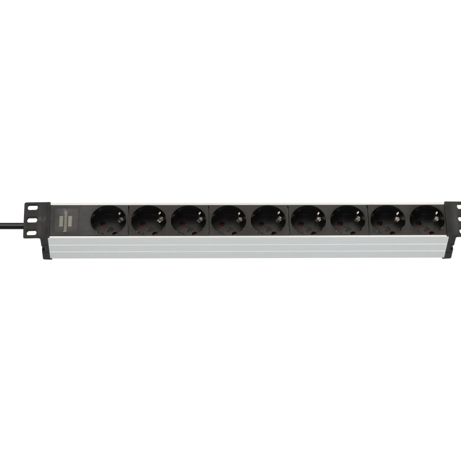 Brennenstuhl Alu-Line 19" Steckdosenleiste für Schaltschränke 9-fach schwarz/silber 2 m H05VV-F 3G1,5 ohne Schalter - 1390007009