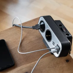 Brennenstuhl brennenstuhl®estilo Duplex Tischsteckdosenleiste, 1x USB C, 1x USB A, 10x Schutzkontakt-Steckdosen, silber/schwarz - 1153580200