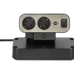 Brennenstuhl brennenstuhl®estilo Duplex Tischsteckdosenleiste, 1x USB C, 1x USB A, 10x Schutzkontakt-Steckdosen, silber/schwarz - 1153580200