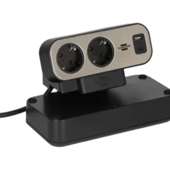 Brennenstuhl brennenstuhl®estilo Duplex Tischsteckdosenleiste, 1x USB C, 1x USB A, 10x Schutzkontakt-Steckdosen, silber/schwarz - 1153580200