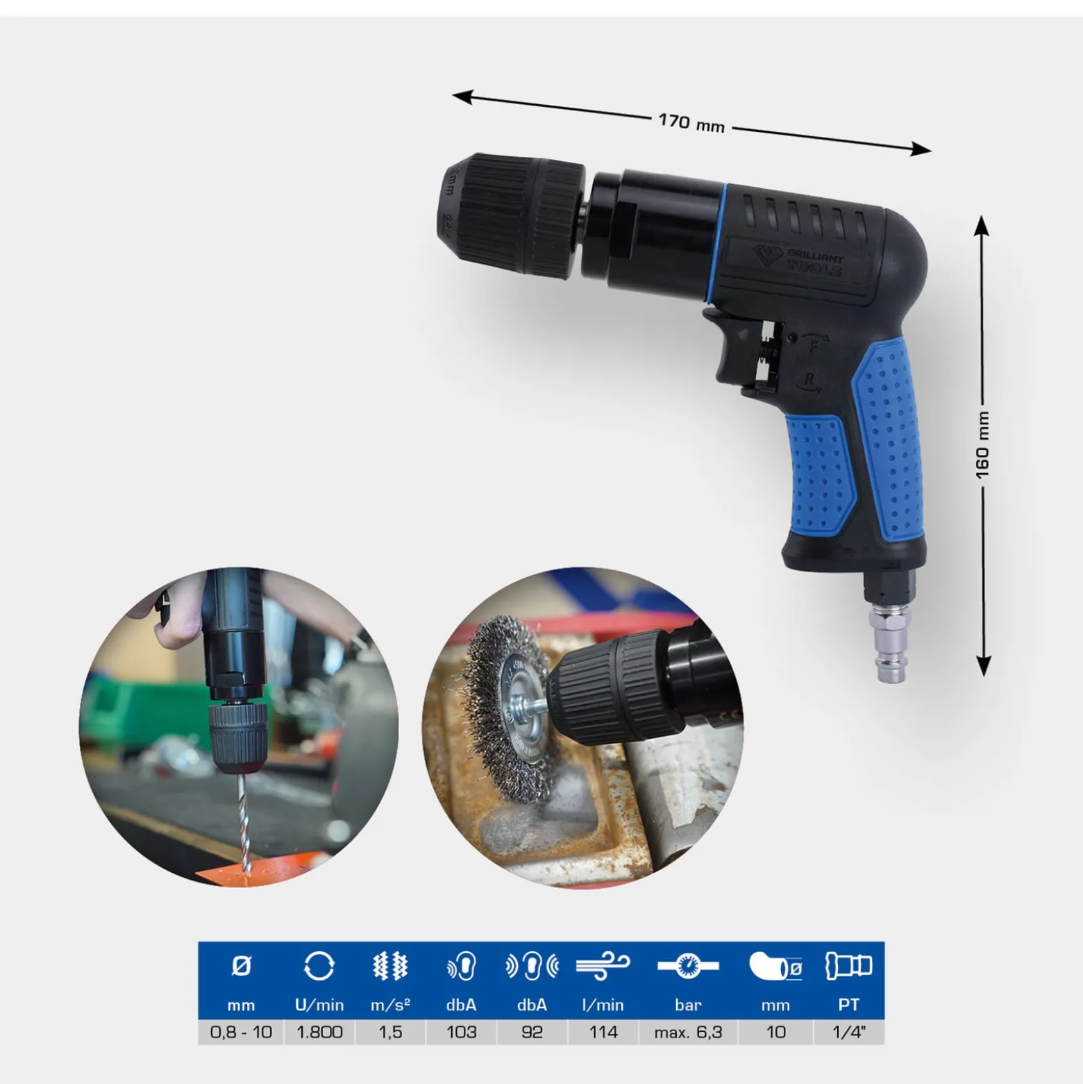 BRILLIANT TOOLS Druckluft-Bohrmaschine - BT160704