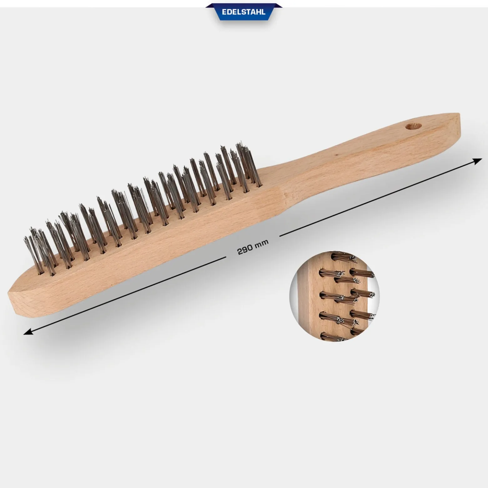 BRILLIANT TOOLS Edelstahl-Handdrahtbürste 3-reihig 290mm - BT706003
