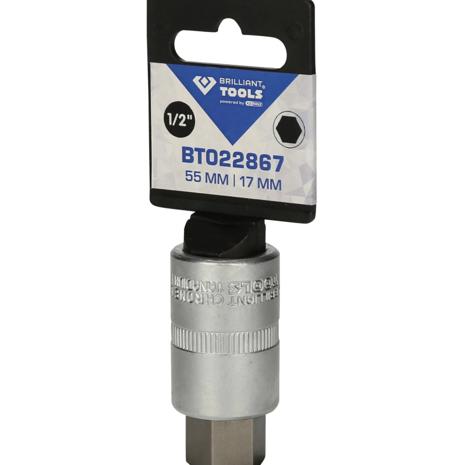 BRILLIANT TOOLS 1/2" Innensechskant Bit-Stecknuss 55 mm lang 17 mm - BT022867