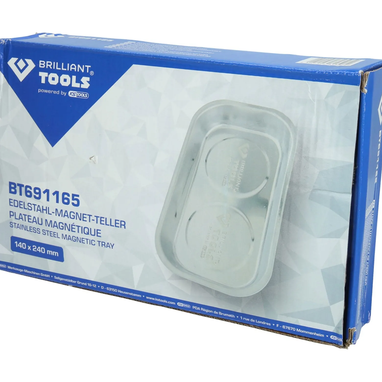 BRILLIANT TOOLS Magnetisches Tablett / Schale aus Edelstahl 140 x 240 mm - BT691165