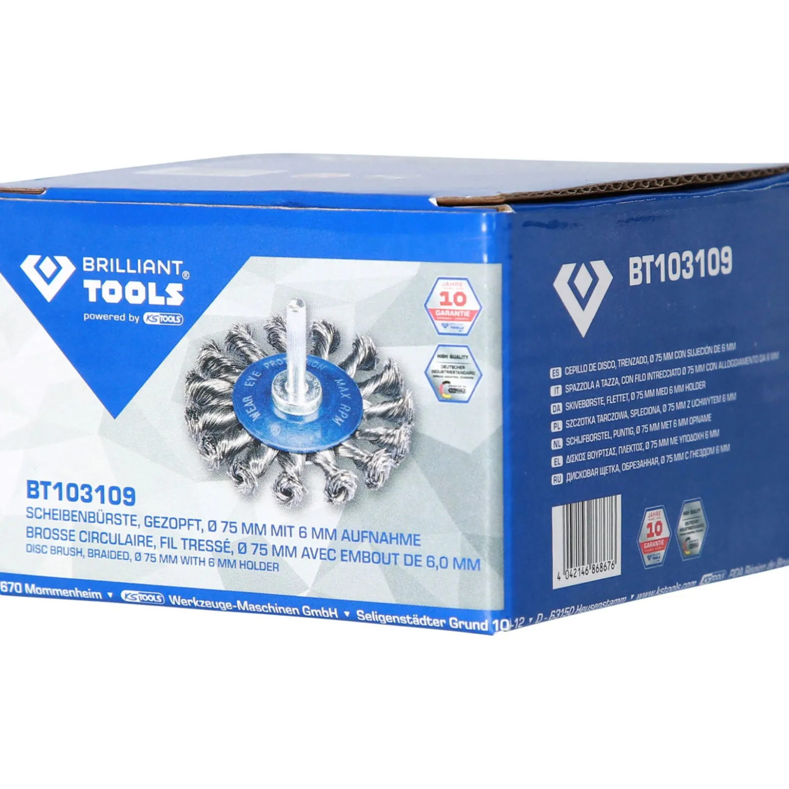 BRILLIANT TOOLS Scheibenbürste gezopft Ø 75 mm mit 6 mm Aufnahme - BT103109