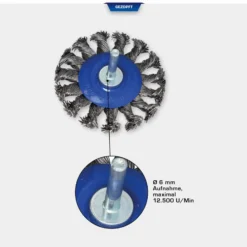BRILLIANT TOOLS Scheibenbürste gezopft Ø 75 mm mit 6 mm Aufnahme - BT103109