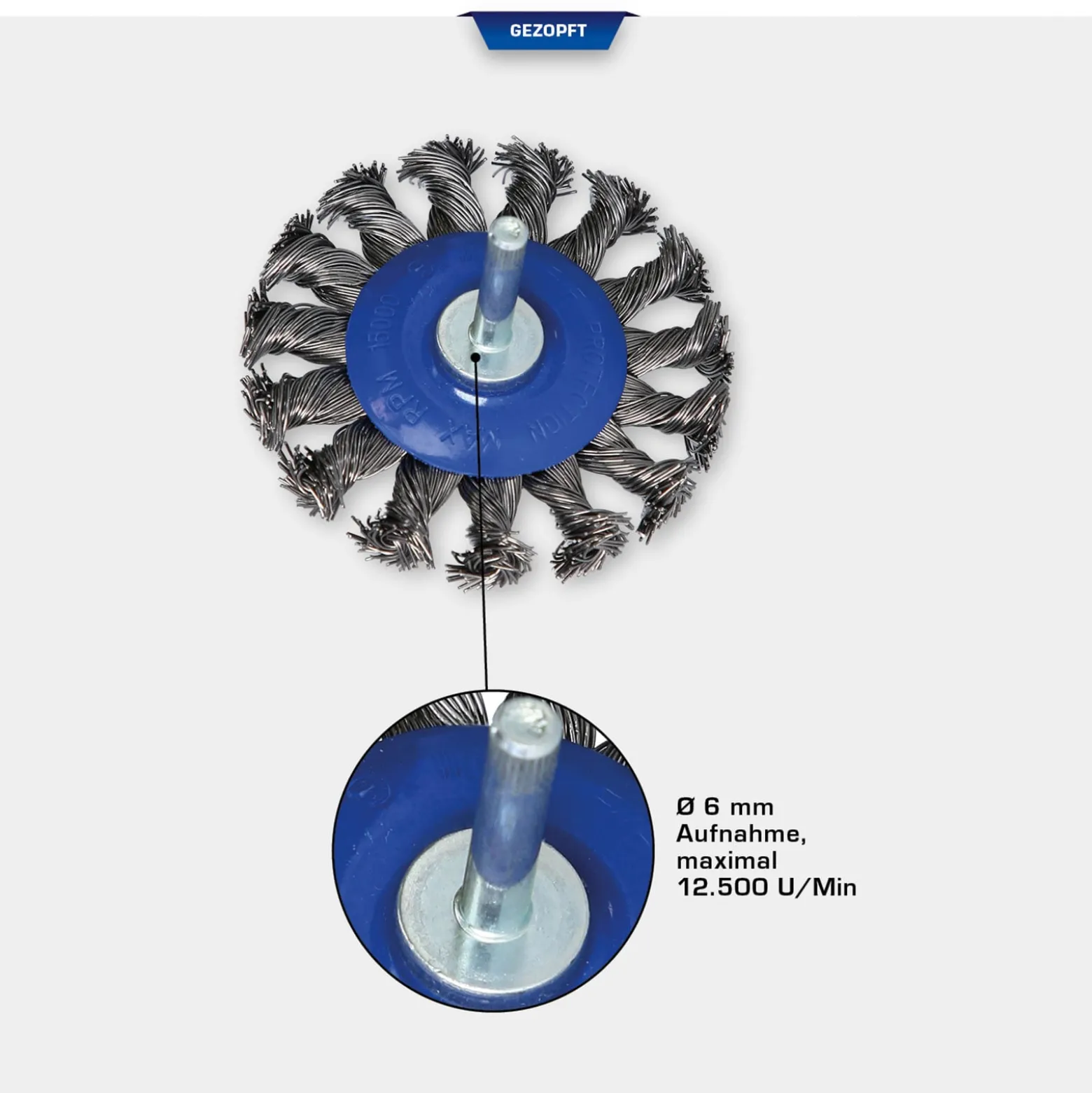 BRILLIANT TOOLS Scheibenbürste gezopft Ø 75 mm mit 6 mm Aufnahme - BT103109