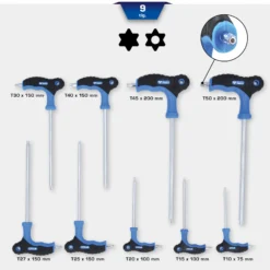 BRILLIANT TOOLS T-Griff-Torx® mit Stirnlochbohrung-Winkelstiftschlüssel-Satz 9tlg. - BT041200