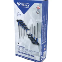 BRILLIANT TOOLS T-Griff-Torx® mit Stirnlochbohrung-Winkelstiftschlüssel-Satz 9tlg. - BT041200