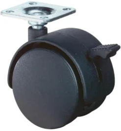 BS Rollen Kunststoffdoppelrolle mit Feststeller Polyamid Anschraubplatte 30 kg - F85.040.PL