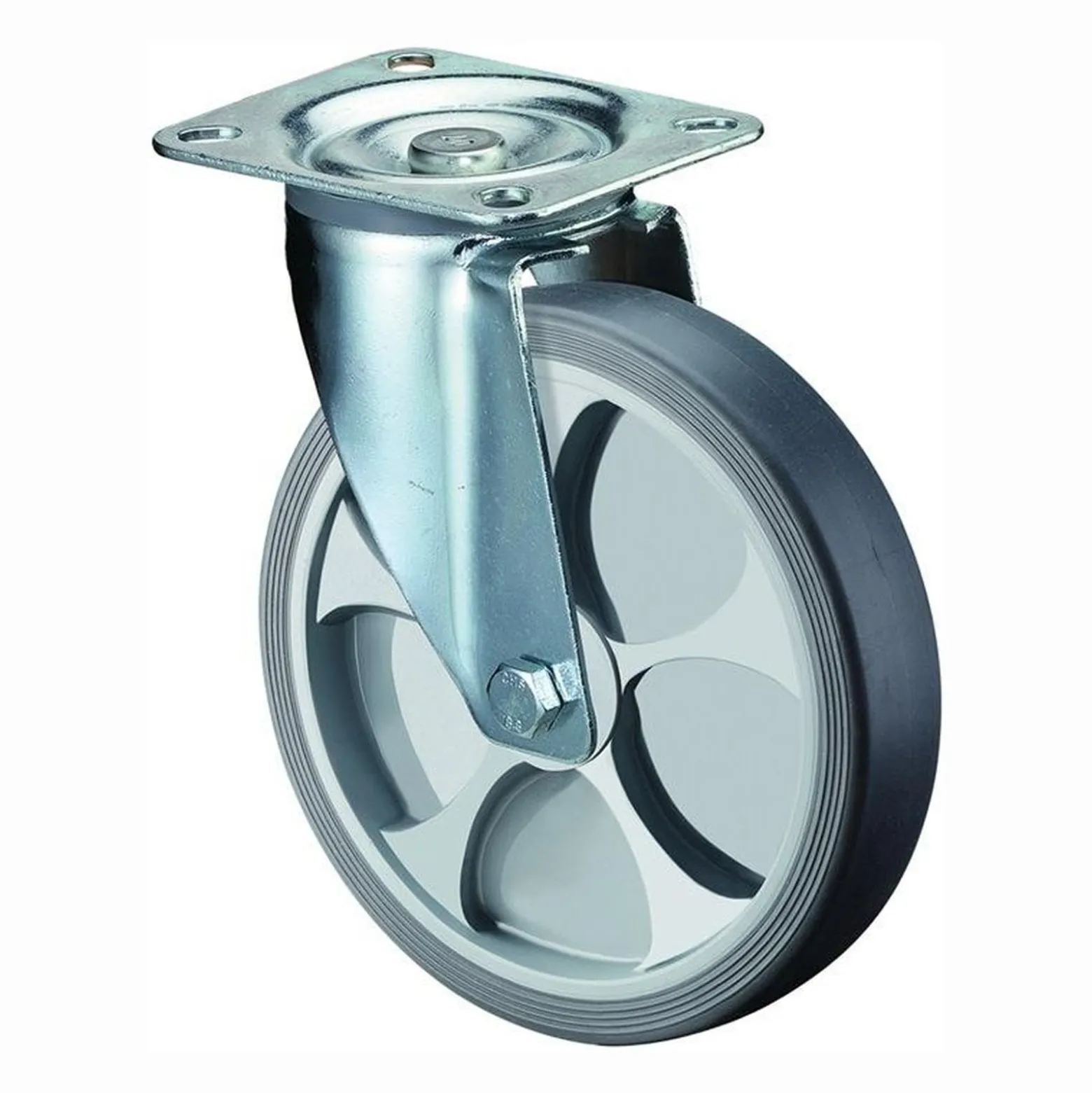 BS Rollen Lenkrolle mit Anschraubplatte thermoplastisches Gummi Rollenlager 100 mm 110 kg - L400.B44.101