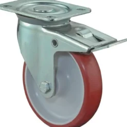 BS Rollen Lenkrolle mit Totalfeststeller und Anschraubplatte Polyurethan rot Rollenlager 80 mm 125 kg - L420.B31.080
