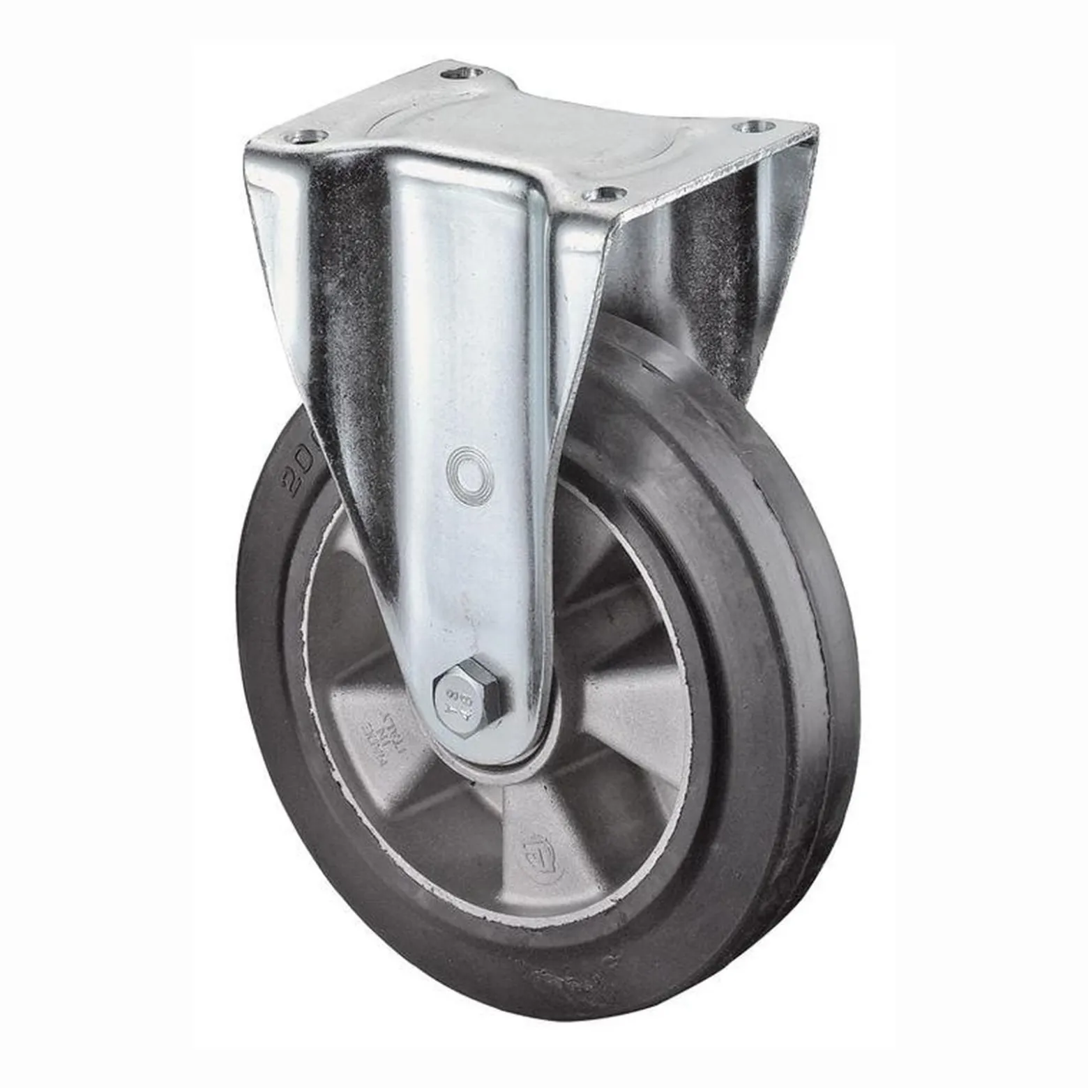 BS Rollen Schwerlast-Bockrolle mit Anschraubplatte Elastik-Vollgummireifen Kugellager 160 mm 300 kg - N110.B80.160