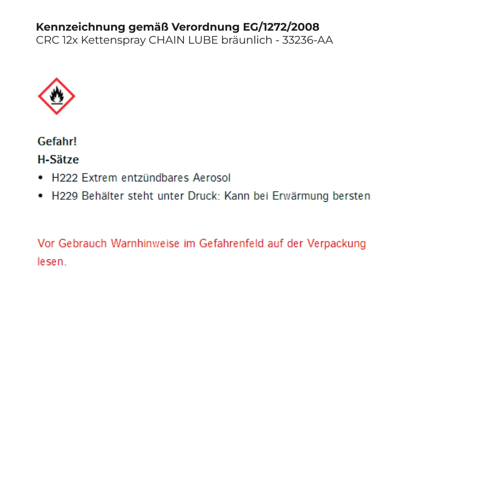 CRC Kettenspray CHAIN LUBE bräunlich - 33236-AA