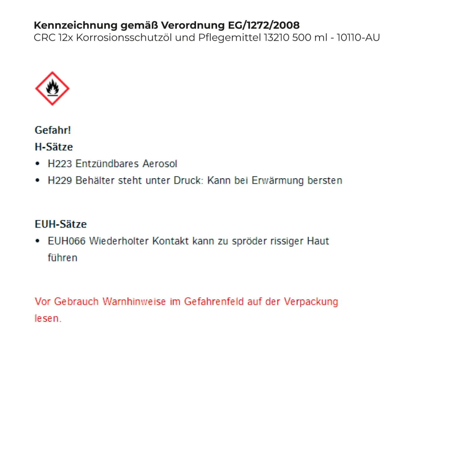 CRC Korrosionsschutzöl und Pflegemittel 3-36 500 ml Spraydose - 10110-AU