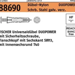 Dübel R 88690 6-kt-Schr. DUOPOWER 10x50 S Schr.verz./Dübel-Nylon 25St. FISCHER