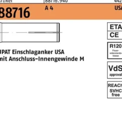 Einschlaganker R 88716 USA M6 A 4 100 Stück UPAT