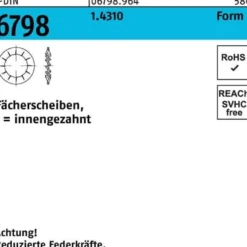 Fächerscheibe DIN 6798 FormI innengezahnt I 4,3 1.4310 1000 Stück