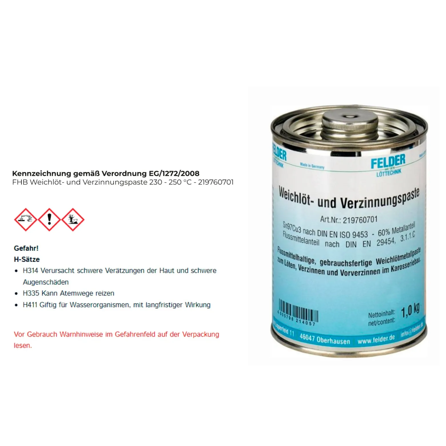 FHB Weichlöt- und Verzinnungspaste 230 - 250 °C - 219760701