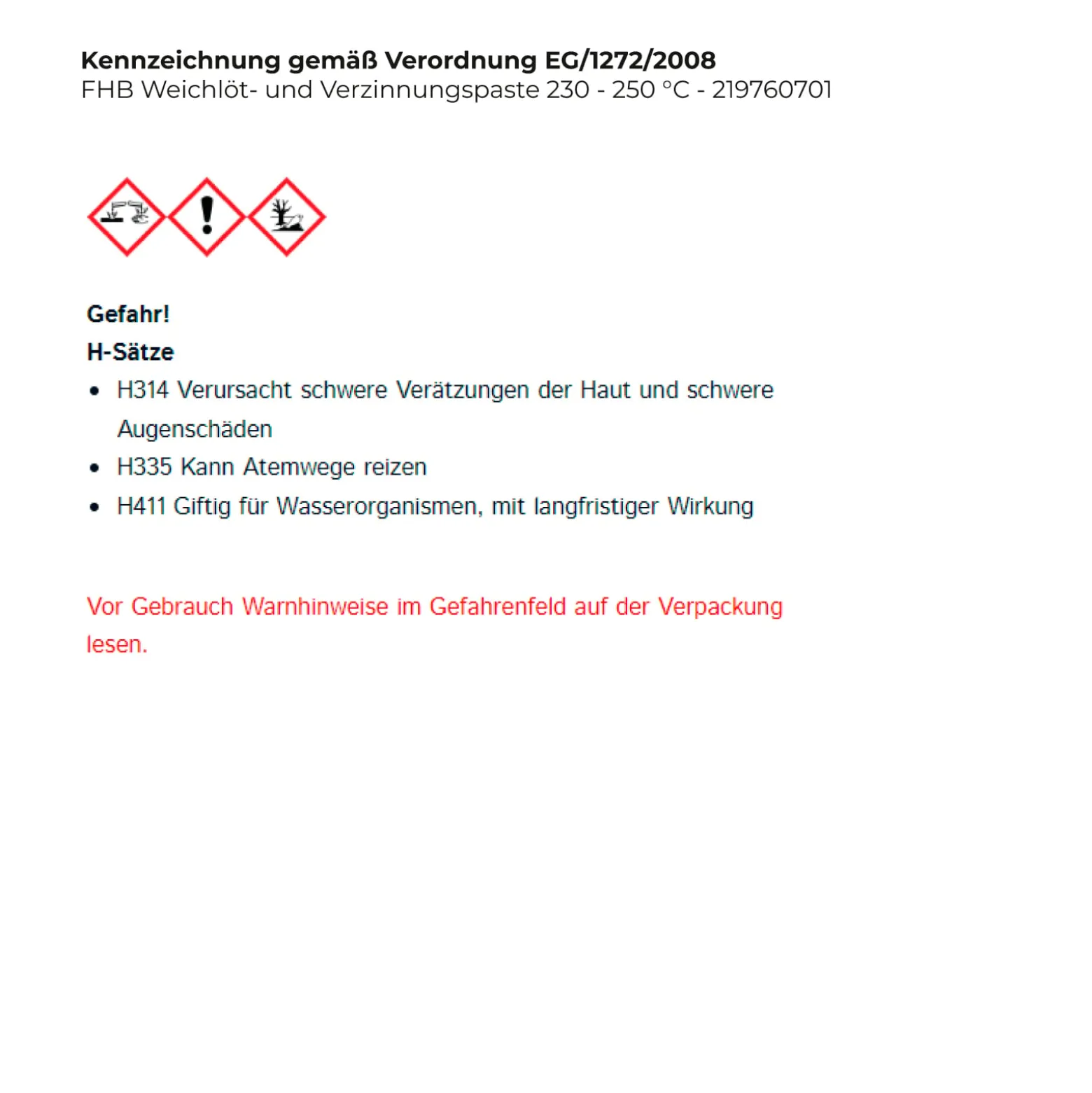 FHB Weichlöt- und Verzinnungspaste 230 - 250 °C - 219760701