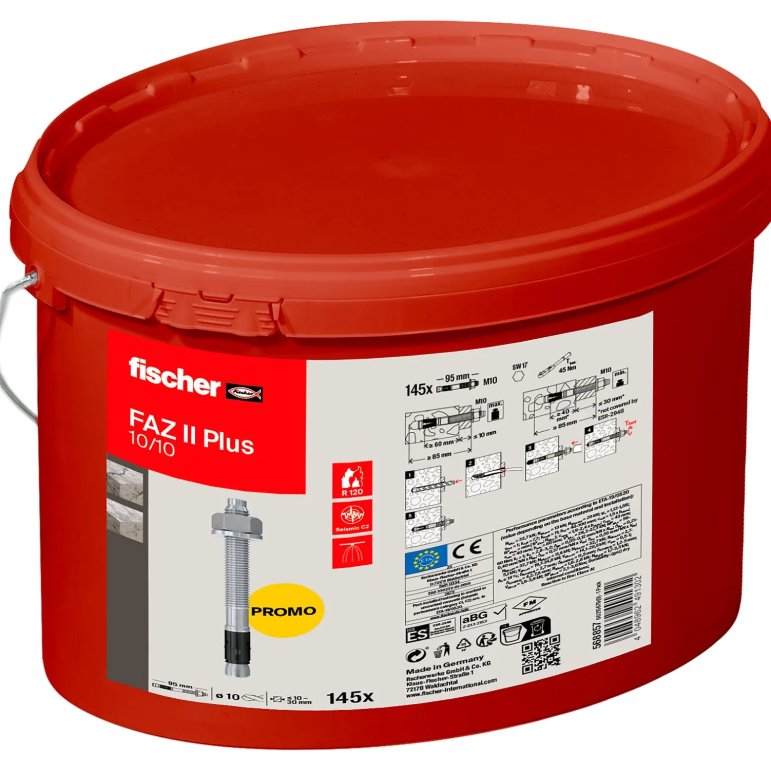 Fischer Bolzenanker FAZ II Plus 10/10 im Eimer (145 St)- 568857