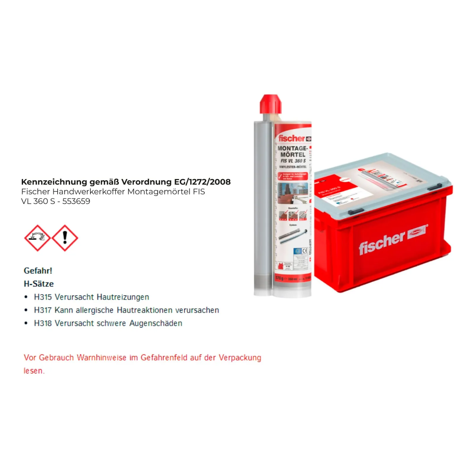 Fischer Handwerkerkoffer Montagemörtel FIS VL 360 S - 553659