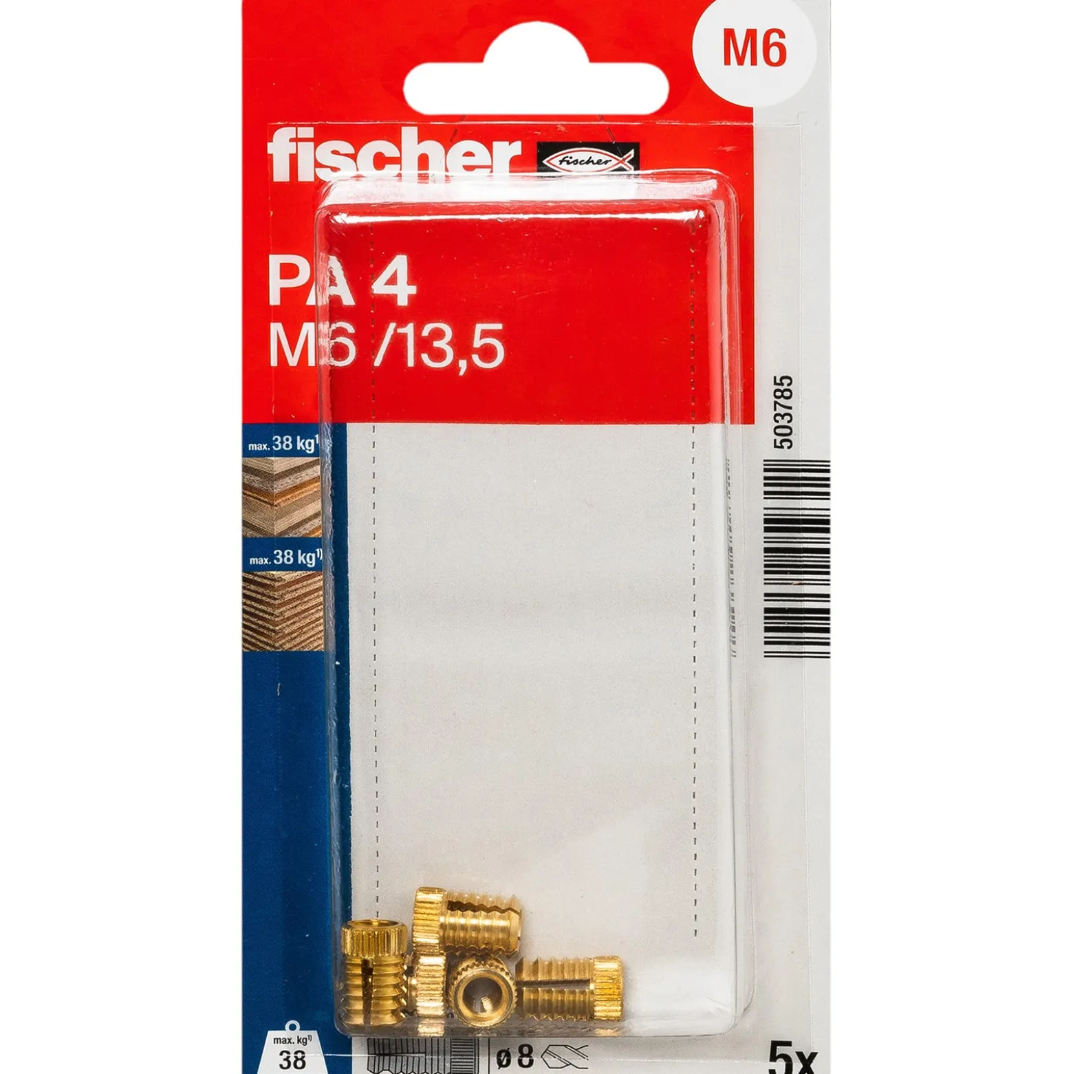Fischer Messingdübel PA 4 M6/13,5 K (5 Stk.) - 503785
