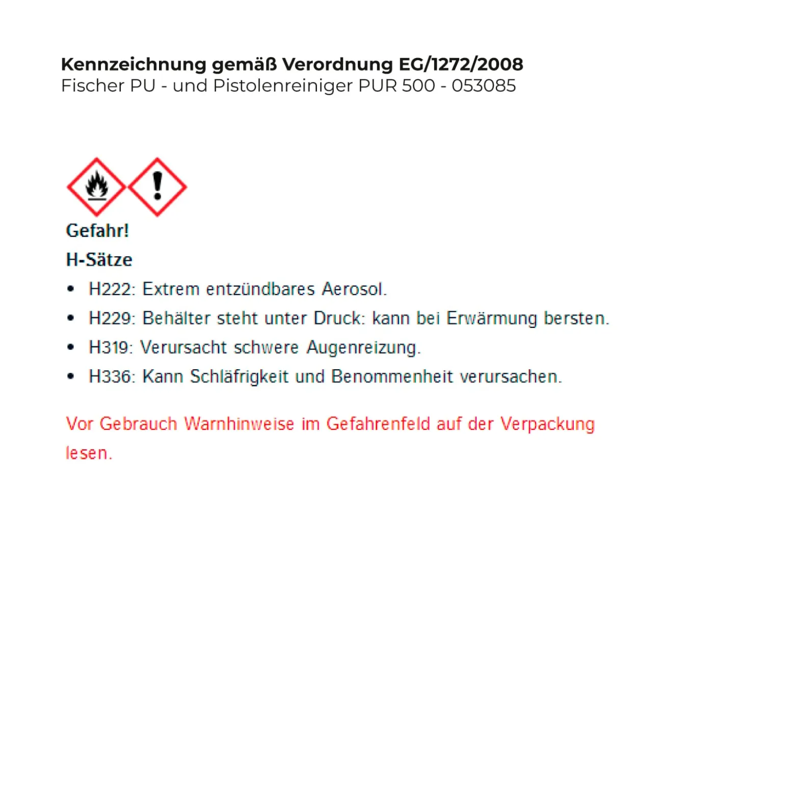 Fischer PU - und Pistolenreiniger PUR 500 - 053085