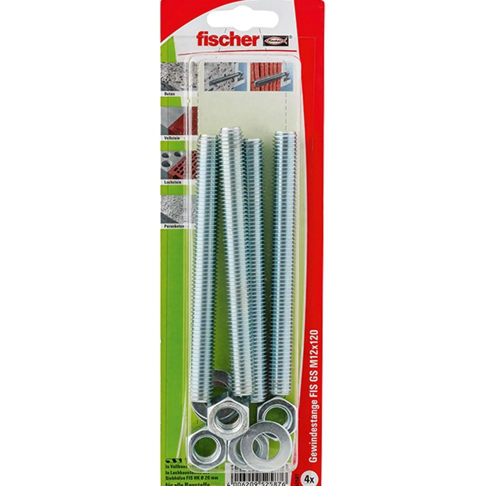 Fischer 4x Gewindeanker FIS GS M12x120 K - 52587