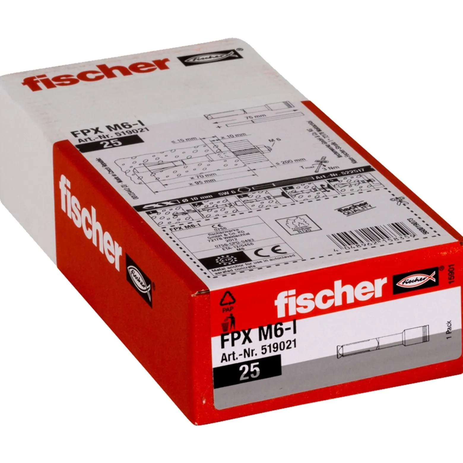 Fischer 25x Porenbetonanker FPX M12 I - 519024