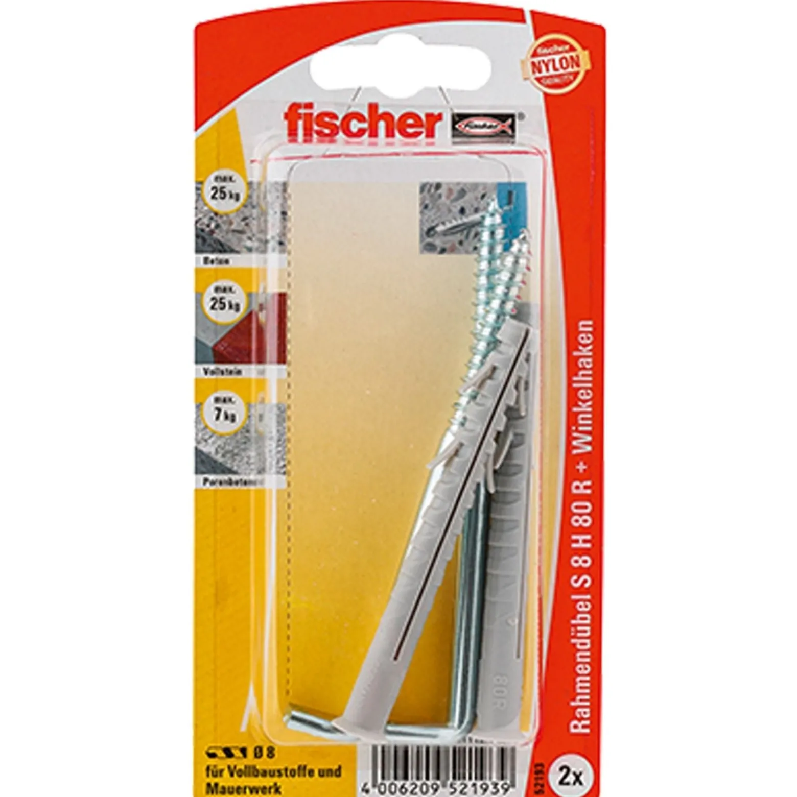 Fischer 2x Rahmendübel S 8 H RW - 52193