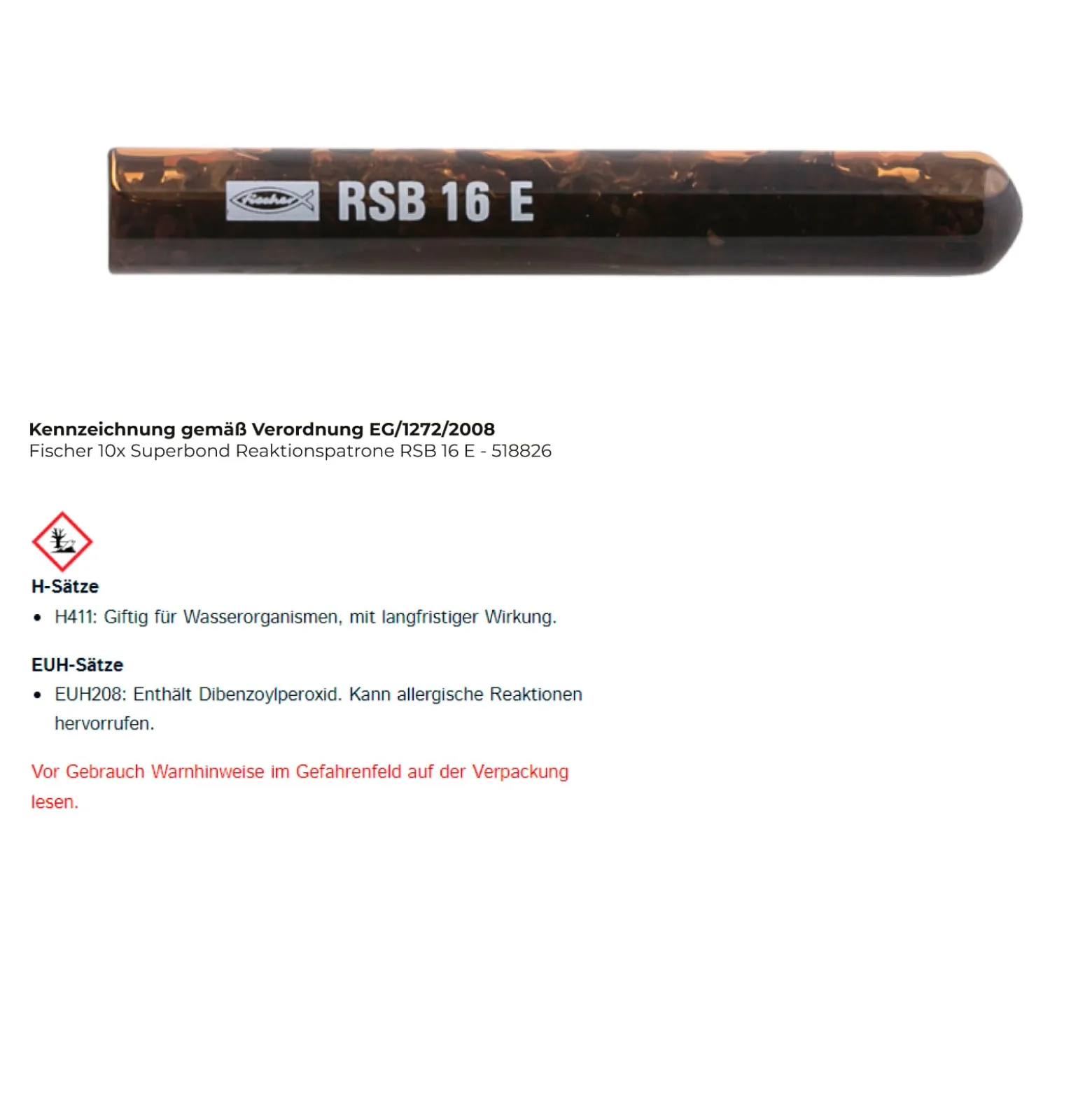 Fischer 10x Superbond Reaktionspatrone RSB 16 E - 518826