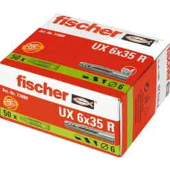 Fischer 50x Universaldübel UX 6 x 35 mm R mit Rand - 77889