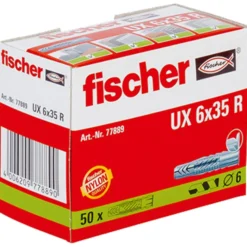 Fischer 50x Universaldübel UX 6 x 35 mm R mit Rand - 77889