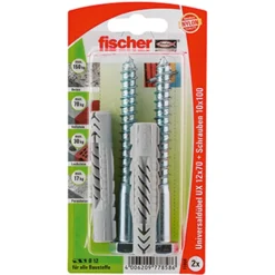 Fischer 2x Universaldübel UX 12 x 70 mm S mit Schraube - 77858