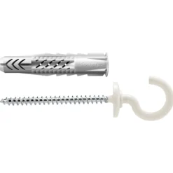 Fischer 25x Universaldübel UX 8X50 RH N mit Rand und Rundhaken nylonbeschichtet - 94412