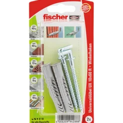 Fischer 2x Universaldübel UX 10x60 R WH mit Winkelhaken - 94288