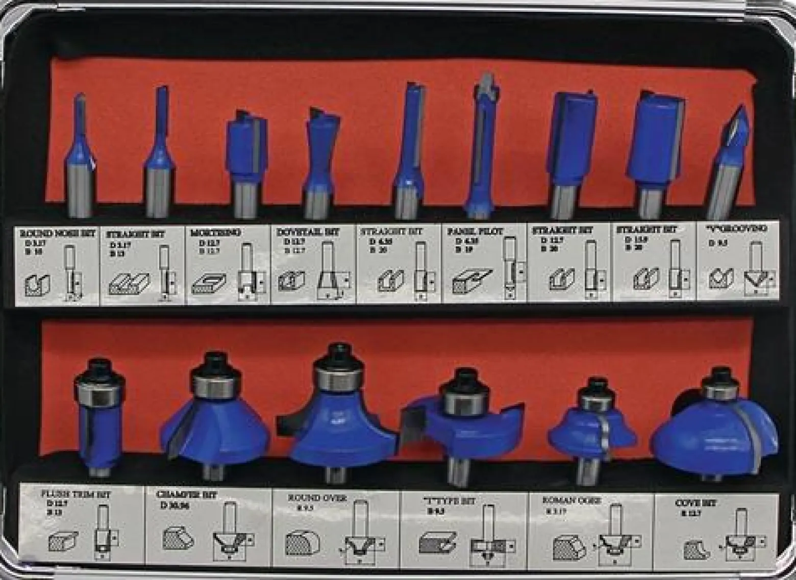 FISCH HM-Oberfräserkassette 973CT15A 15-teilig Schaft-Ø 8 mm - 973CT15A