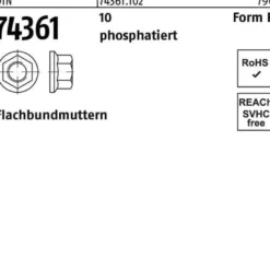 Flachbundmutter DIN 74361 M14x 1,5 SW19 10 phosphatiert 100 Stück