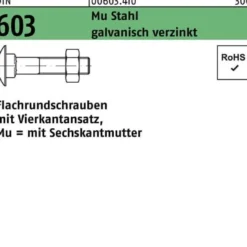 Flachrundschraube DIN 603 Vierkantansatz/6-ktmutter M8x90 Mu 4.6 verz. 100St.