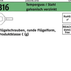 Flügelschraube DIN 316 M12x 30 Temperguss/Stahl galv.verz. 20 Stück