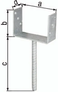GAH Alberts U-Pfostenträger ETA-10/0210 71x100x200x60mm TZN m.Betonanker a.Riffelstahl - 214234