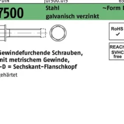 Gewindefurchendeschraube DIN 7500 6-ktflanschkopf DM 6x50 Sta galv.verz. 500St.